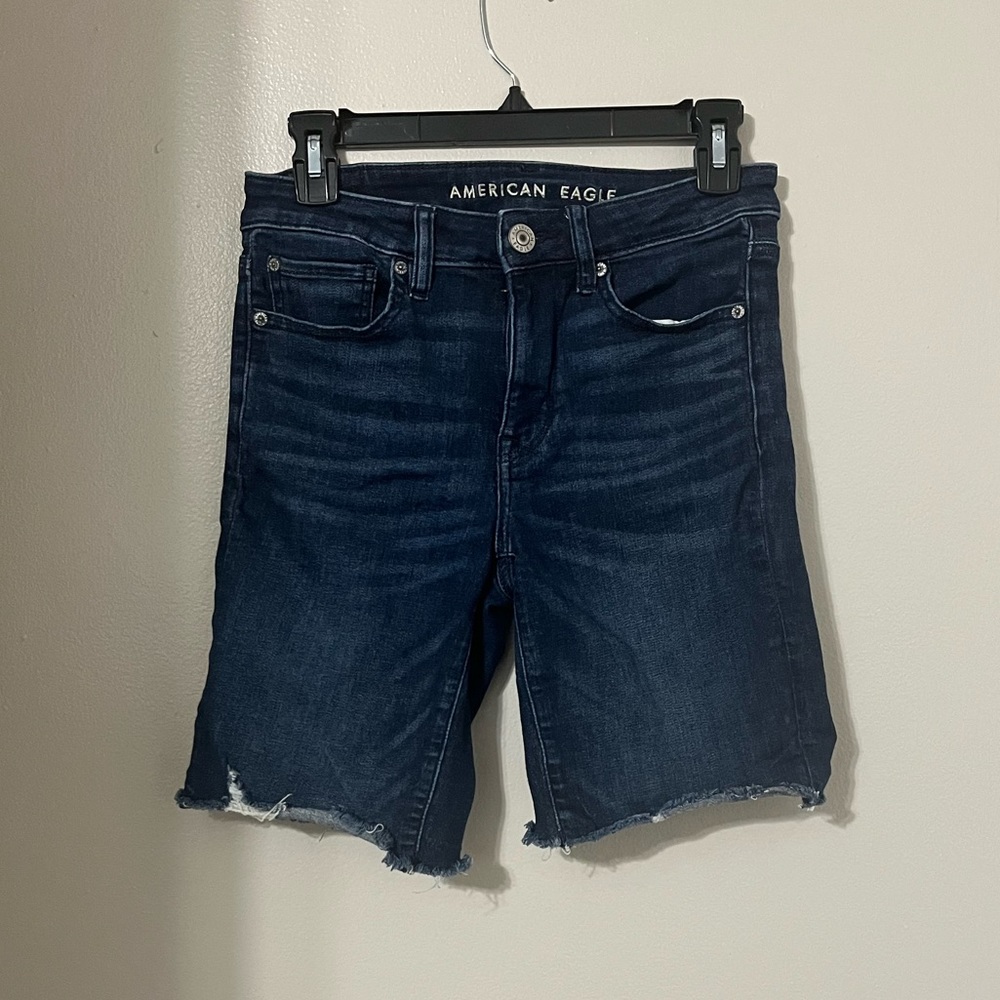 American Eagle | Blue Skinny Bermuda Jean Shorts